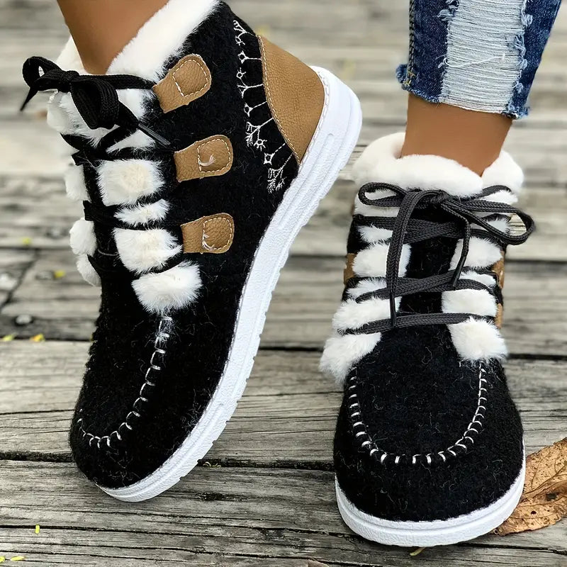 🥾 Cozy, fleece-lined women's winter ankle boots 