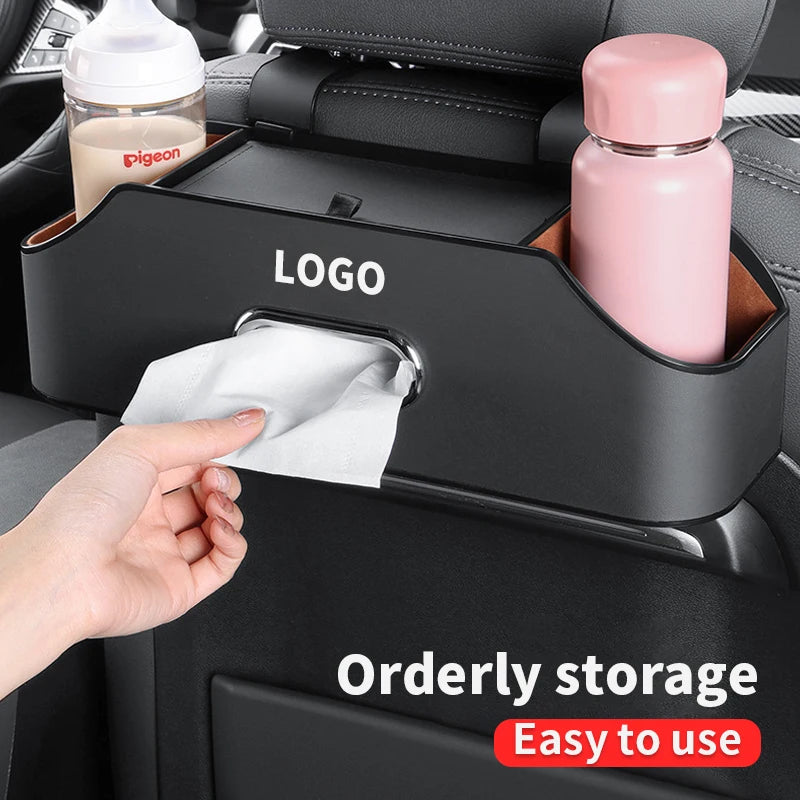 Car Multifunctional Leather Tissue Storage Box