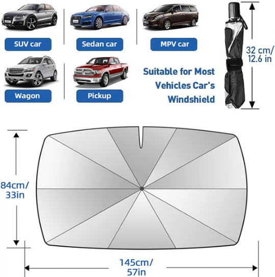 Sonnenschutz-Regenschirm für die Windschutzscheibe des Autos