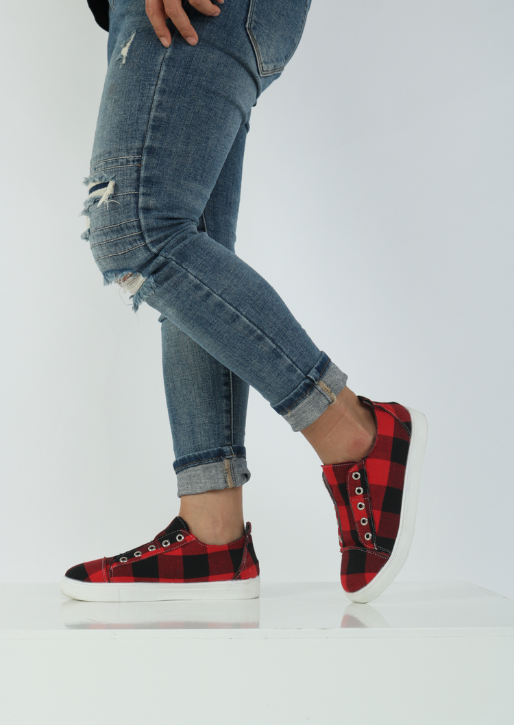 2021 New Arrival Plaid Slip_On Round Toe Flat Sneakers (60% OFF  ONLY TODAY)